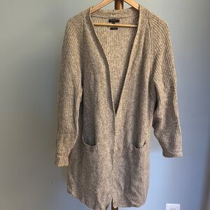 Long tan cardigan-Massimo Dutti